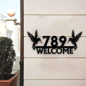 Personalized Hummingbird Address Sign Welcome House Number Plaque Custom Metal Sign