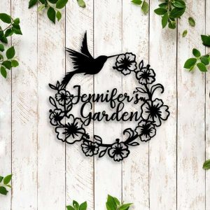 Personalized Hummingbird Flower Garden Decorative Custom Metal Sign Housewarming Gift 1