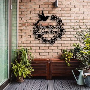 Personalized Hummingbird Flower Garden Decorative Custom Metal Sign Housewarming Gift 2