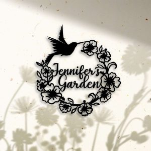 Personalized Hummingbird Flower Garden Decorative Custom Metal Sign Housewarming Gift 3