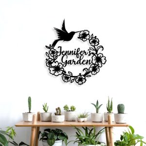 Personalized Hummingbird Flower Garden Decorative Custom Metal Sign Housewarming Gift 4