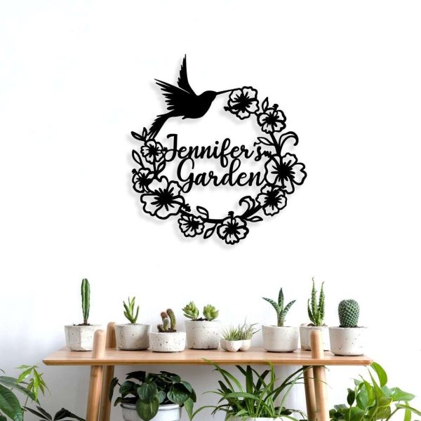 Personalized Hummingbird Flower Garden Decorative Custom Metal Sign Housewarming Gift