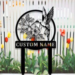 Personalized Hummingbird Flowers Garden Decorative Custom Metal Sign 3