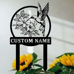 Personalized Hummingbird Flowers Garden Decorative Custom Metal Sign 4