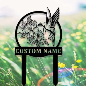 Personalized Hummingbird Flowers Garden Decorative Custom Metal Sign 5