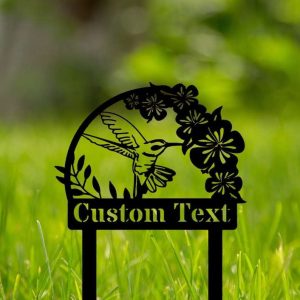 Personalized Hummingbird Garden Stakes Decorative Custom Metal Sign