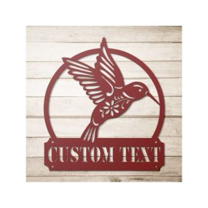 Personalized Hummingbird Garden Welcome Decorative Custom Metal Sign Housewarming Gift