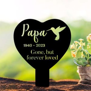 Personalized Hummingbird Gone But Forever Loved Memorial Sign Yard Stakes Pet Grave Marker Cemetery Decor Custom Metal Sign 1