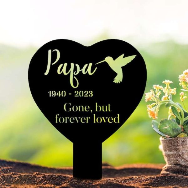 Personalized Hummingbird Gone But Forever Loved Memorial Sign Yard Stakes Pet Grave Marker Cemetery Decor Custom Metal Sign