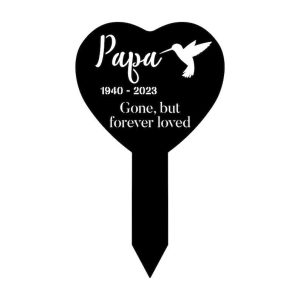 Personalized Hummingbird Gone But Forever Loved Memorial Sign Yard Stakes Pet Grave Marker Cemetery Decor Custom Metal Sign 2