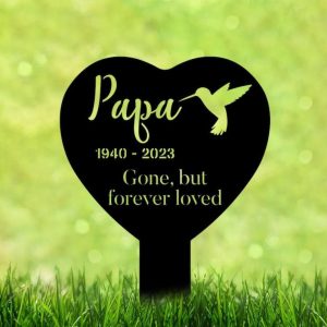 Personalized Hummingbird Gone But Forever Loved Memorial Sign Yard Stakes Pet Grave Marker Cemetery Decor Custom Metal Sign 3