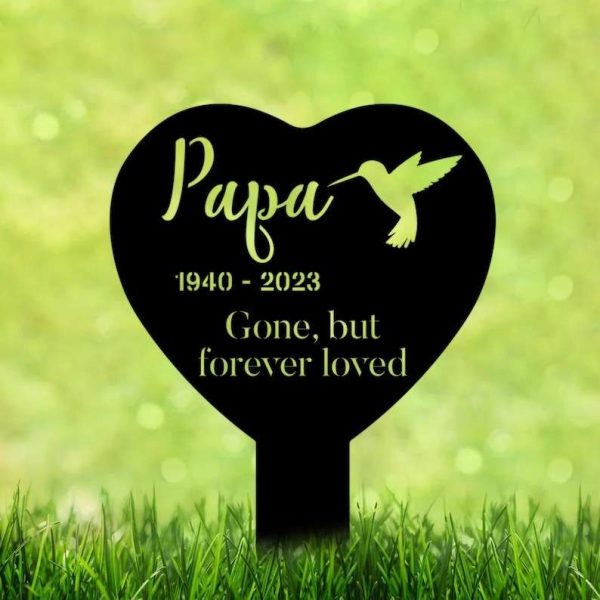 Personalized Hummingbird Gone But Forever Loved Memorial Sign Yard Stakes Pet Grave Marker Cemetery Decor Custom Metal Sign