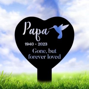 Personalized Hummingbird Gone But Forever Loved Memorial Sign Yard Stakes Pet Grave Marker Cemetery Decor Custom Metal Sign 4