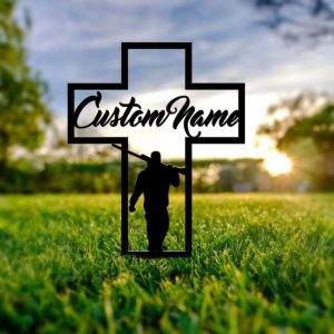 Personalized Hunter Memorial Sign Yard Stakes Hunter with Gun Grave Marker Cemetery Decor Custom Metal Sign 1