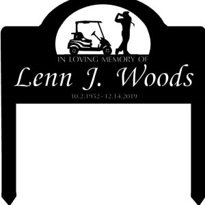 Personalized In Memory Sign With Golf Cart And Golfer Memorial Sign Yard Stakes Grave Marker Cemetery Decor Custom Metal Sign