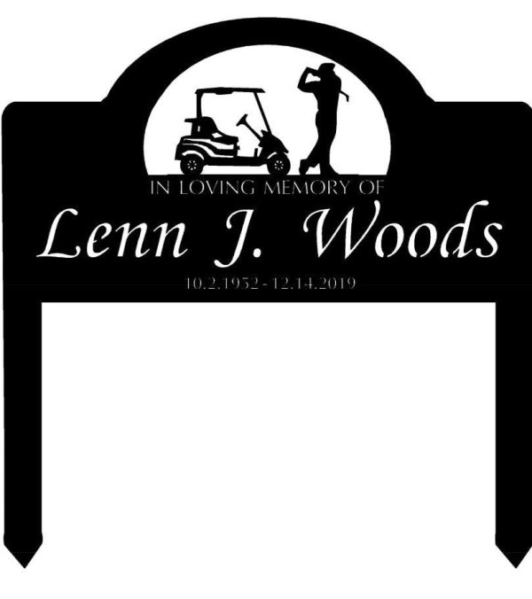 Personalized In Memory Sign With Golf Cart And Golfer Memorial Sign Yard Stakes Grave Marker Cemetery Decor Custom Metal Sign