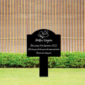 Personalized Infant Baby Memorial Sign Yard Stakes Sleeping Angel Wings Stillbirth Grave Marker Cemetery Decor Custom Metal Sign 3