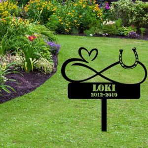 Personalized Infinity Horse Memorial Sign Yard Stakes Horseshoes Grave Marker Cemetery Decor Custom Metal Sign 2