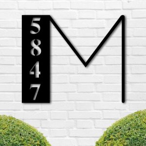 Personalized Initial Letter Monogram Address Sign House Number Plaque Custom Metal Sign