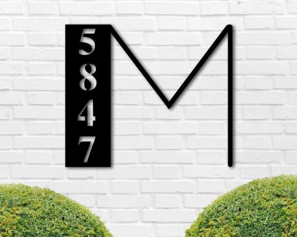 Personalized Initial Letter Monogram Address Sign House Number Plaque Custom Metal Sign