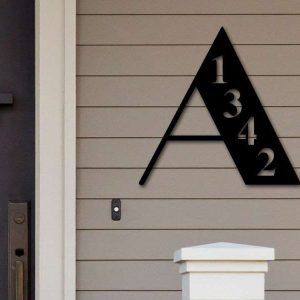 Personalized Initial Letter Monogram Address Sign House Number Plaque Custom Metal Sign