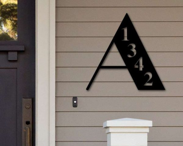 Personalized Initial Letter Monogram Address Sign House Number Plaque Custom Metal Sign