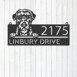 Personalized Irish Wolfhound Cute Puppy Address Sign House Number Plaque Custom Metal Sign 3