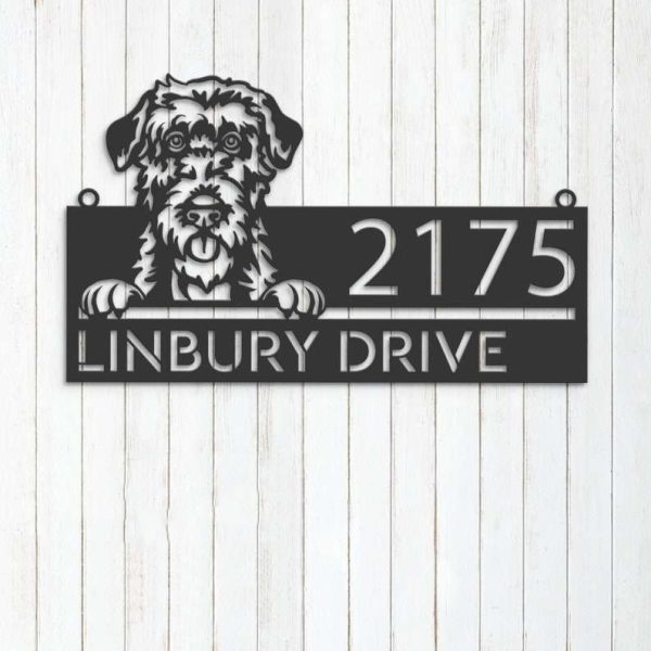 Personalized Irish Wolfhound  Cute Puppy Address Sign House Number Plaque Custom Metal Sign