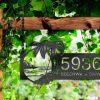 Personalized Island Beach Scene Palm Tree Address Sign House Number Plaque Custom Metal Sign 2