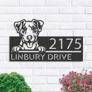 Personalized Jack Russell Dog Cute Puppy Address Sign House Number Plaque Custom Metal Sign 1