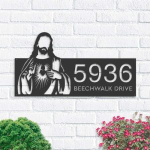 Personalized Jesus Christ Christian God Address Sign House Number Plaque Custom Metal Sign