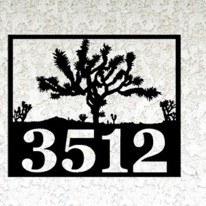 Personalized Joshua Tree Address Sign House Number Plaque Custom Metal Sign