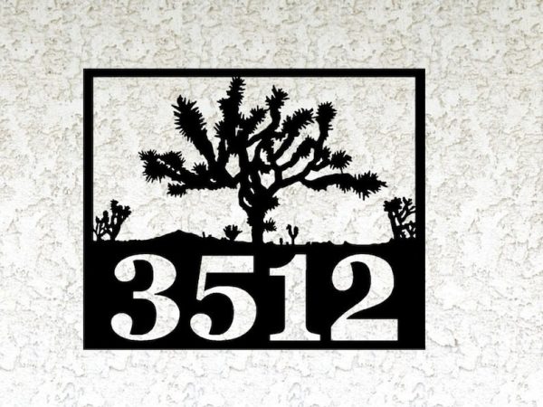 Personalized Joshua Tree Address Sign House Number Plaque Custom Metal Sign