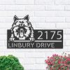 Personalized Keeshond Dog Cute puppy Address Sign House Number Plaque Custom Metal Sign 1