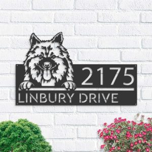 Personalized Keeshond Dog Cute puppy Address Sign House Number Plaque Custom Metal Sign