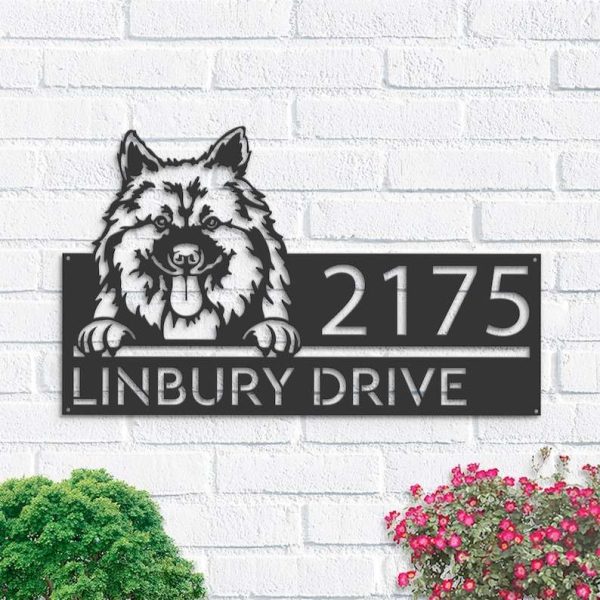 Personalized Keeshond Dog Cute puppy Address Sign House Number Plaque Custom Metal Sign