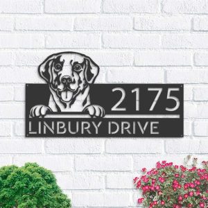 Personalized Labrador Dog V1 Cute Puppy Address Sign House Number Plaque Custom Metal Sign 1