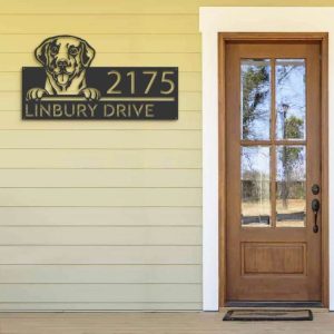 Personalized Labrador Dog V1 Cute Puppy Address Sign House Number Plaque Custom Metal Sign 2