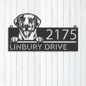 Personalized Labrador Dog V1 Cute Puppy Address Sign House Number Plaque Custom Metal Sign 3