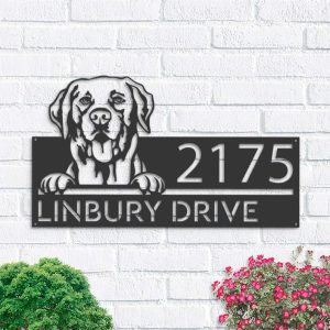 Personalized Labrador Dog V2 Cute Puppy Address Sign House Number Plaque Custom Metal Sign 1