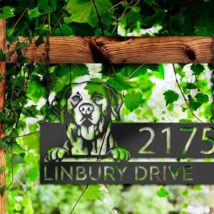 Personalized Labrador Dog V2 Cute Puppy Address Sign House Number Plaque Custom Metal Sign 2