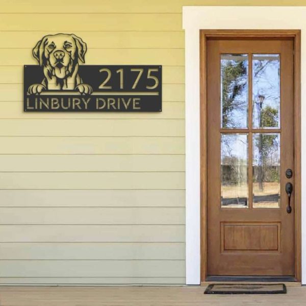 Personalized Labrador Dog V2 Cute Puppy Address Sign House Number Plaque Custom Metal Sign