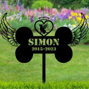 Personalized Labrador Retriever with Angel Wings Memorial Sign Yard Stakes Grave Marker Cemetery Decor Custom Metal Sign