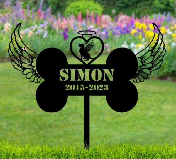 Personalized Labrador Retriever with Angel Wings Memorial Sign Yard Stakes Grave Marker Cemetery Decor Custom Metal Sign