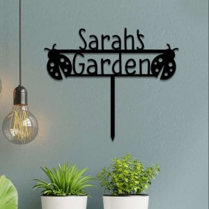 Personalized Ladybug Garden Yard Stakes Decorative Custom Metal Sign 1