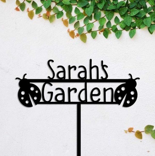 Personalized Ladybug Garden Yard Stakes Decorative Custom Metal Sign