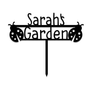 Personalized Ladybug Garden Yard Stakes Decorative Custom Metal Sign