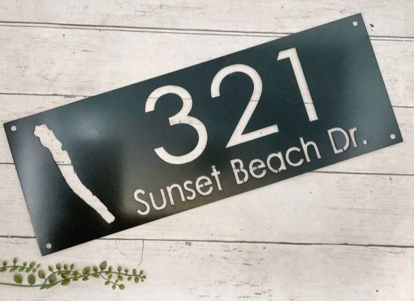 Personalized Lake House Address Sign Lake House Number Plaque Custom Metal Sign