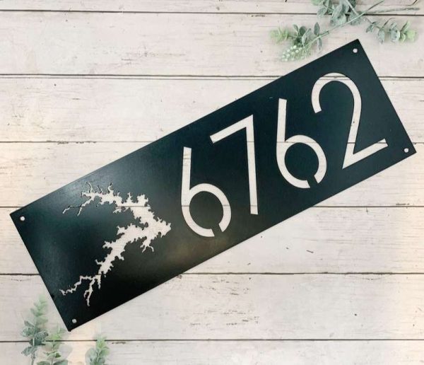 Personalized Lake House Address Sign Lake House Number Plaque Custom Metal Sign