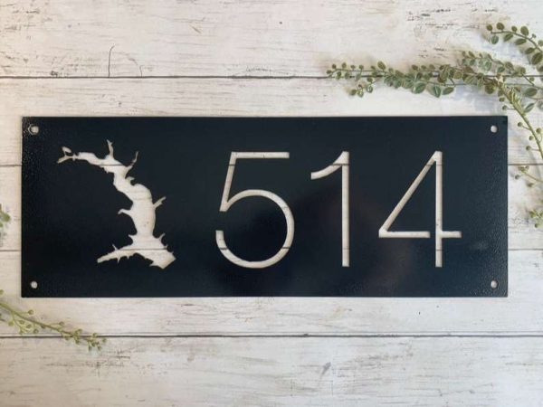 Personalized Lake House Address Sign Lake House Number Plaque Custom Metal Sign